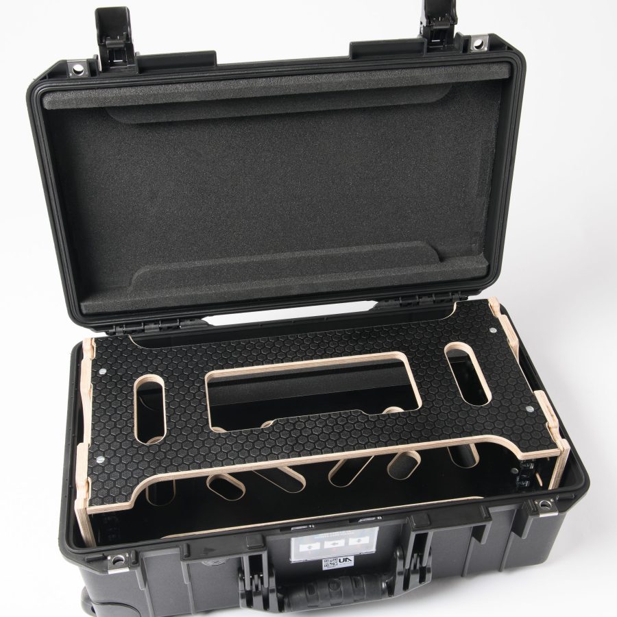Our 2U Fly Rack with Peli Air™ 1535 Case Included. This 3U Rack is designed to fit specifically Peli Air 1535. Includes foam inserts for secure transport.