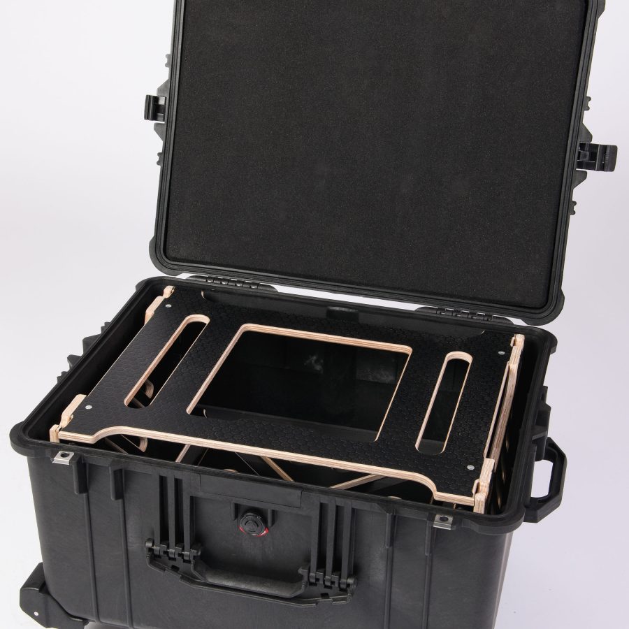 Our 3U Fly Rack with Peli™ 1620 Case Included. This 3U Rack is designed to fit specifically Peli 1620. Includes foam inserts for secure transport.
